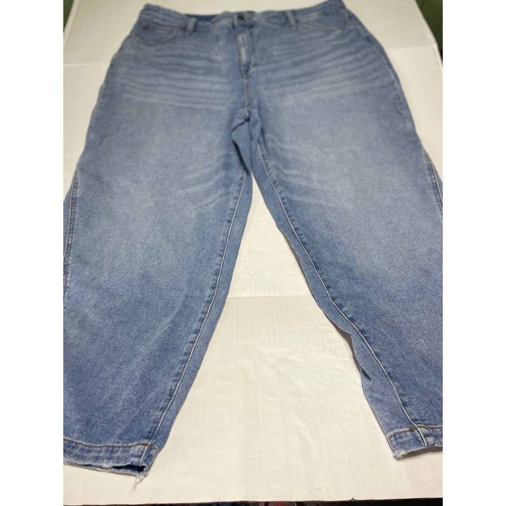 Terra & Sky Women Blue Wide Leg High Rise Denim Jeans Size 20W Light Wash